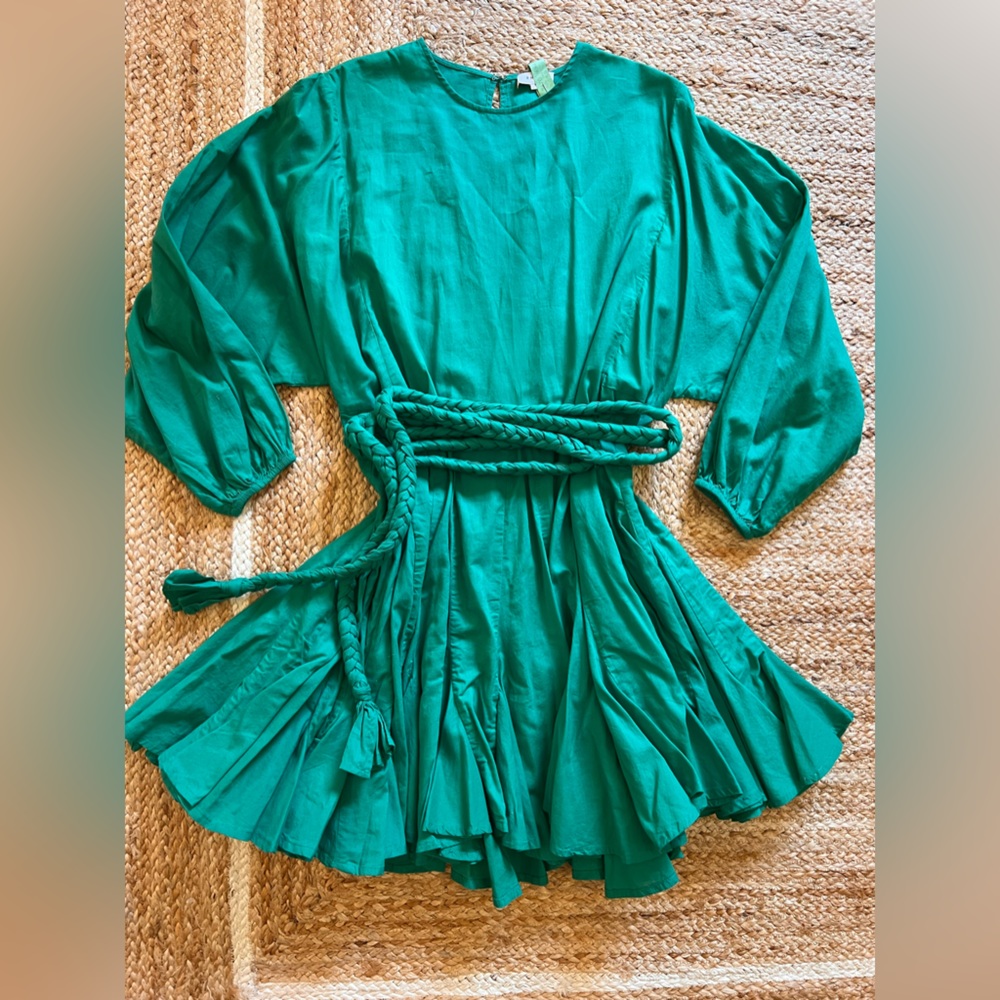 RHODE ELLA MINI DRESS EMERALD GREEN MINI SWING DRESS EXCELLENT CONDITION SIZE S